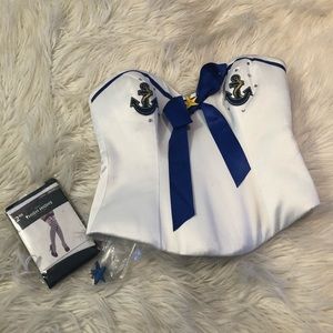 Women’s navy corset and thigh highs